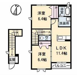 グランマスト論田Ｂ棟の物件間取画像